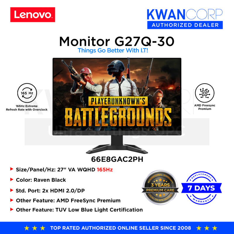 Lenovo Monitor G27Q-30. 66E8GAC2PH 27IN QHD VA 90% DCI-P3 165HZ AMD FREESYNC HDMI Monitor