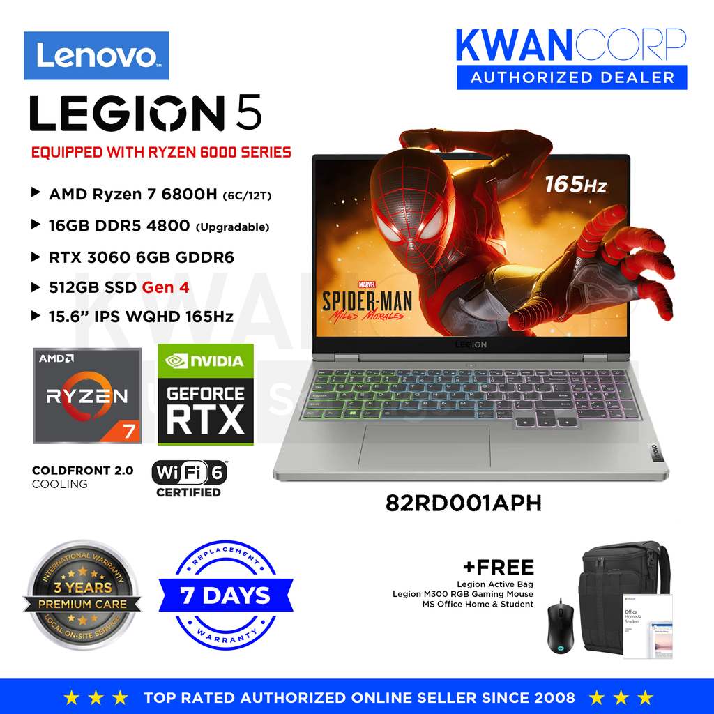 LENOVO - LEGION 5 PRO 16 WQXGA GAMING LAPTOP - RYZEN 7 6800H - 16GB MEMORY  - NVIDIA GEFORCE RTX 3050 TI - 512GB SSD - STORM GREY 