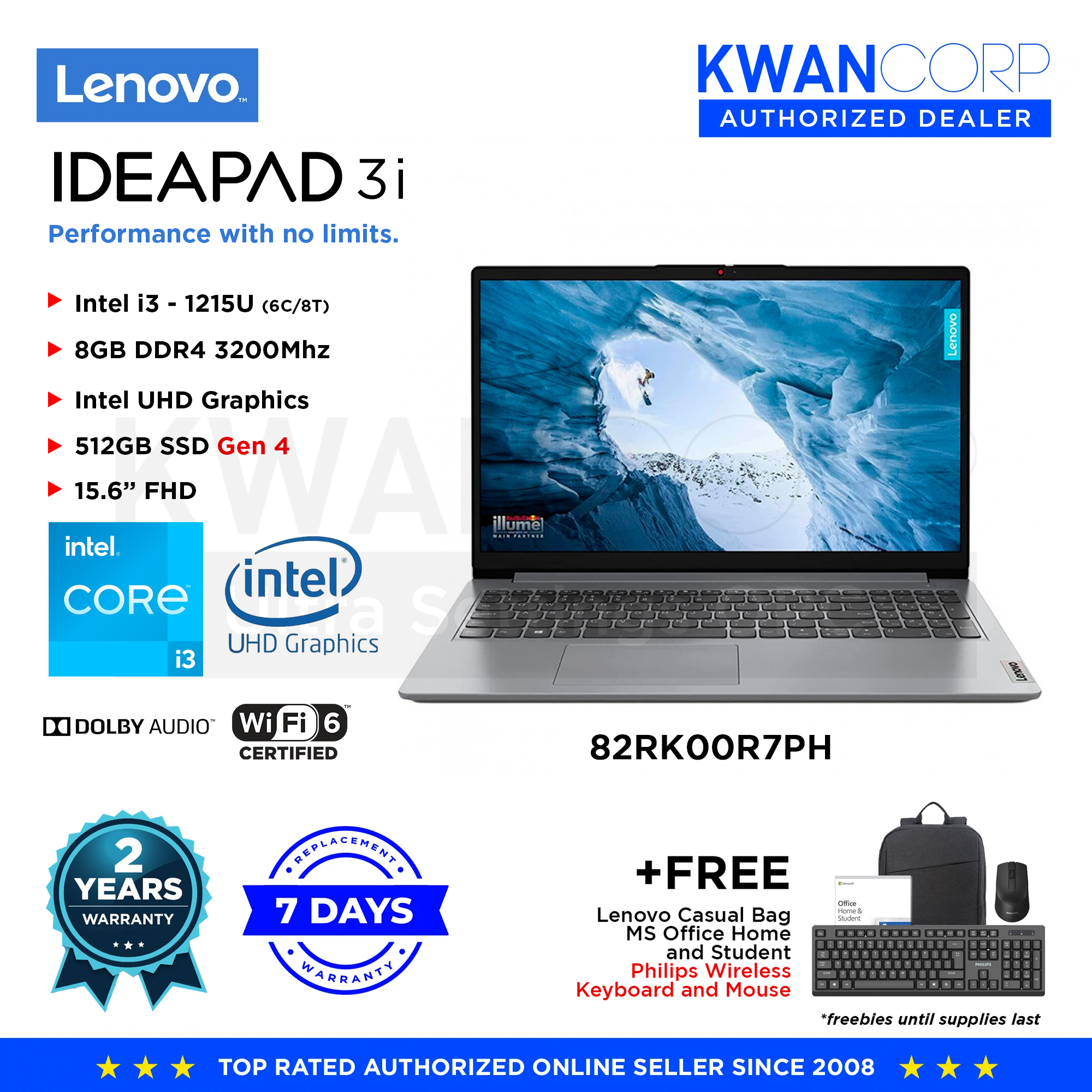 Lenovo IdeaPad 3i 82RK00R7PH Intel i3 1215U 8GB RAM Intel UHD Graphics