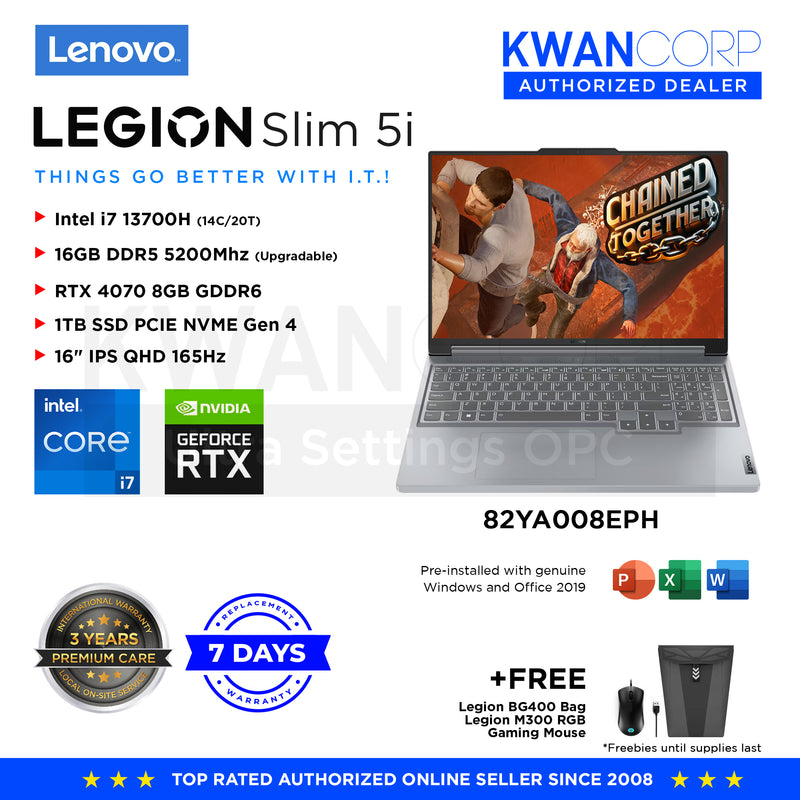 Lenovo Legion Slim 5i 82YA008EPH Intel i7 13700H 16GB RAM RTX 4070 8GB 1TB SSD 16" IPS QHD 165Hz Windows 11 Gaming Laptop