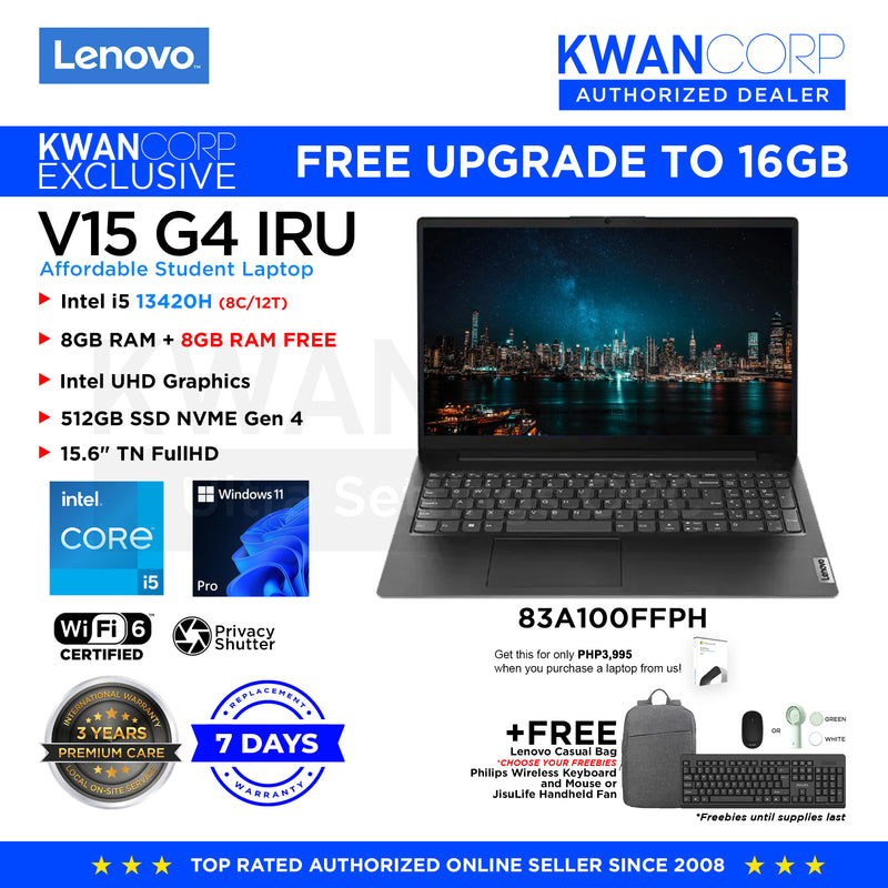 Lenovo V15 G4 IRU 83A100FFPH Intel i5 13420H 16GB RAM Intel UHD Graphics 512GB SSD 15.6" FullHD 1920x1080 Windows 11 Pro Commercial Laptop