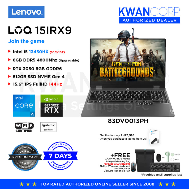 Lenovo Gaming 83DV0013PH Intel i5 13450HX 8GB RAM RTX 3050 6GB 512GB SSD 15.6" IPS FHD 144Hz Gaming Laptop