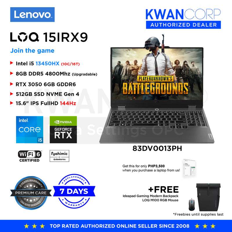 Lenovo Gaming 83DV0013PH Intel i5 13450HX 8GB RAM RTX 3050 6GB 512GB SSD 15.6" IPS FHD 144Hz Gaming Laptop