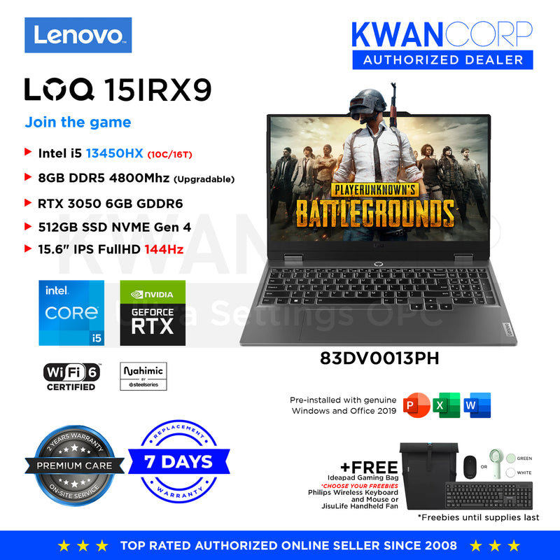 Lenovo Gaming 83DV0013PH Intel i5 13450HX 8GB RAM RTX 3050 6GB 512GB SSD 15.6" IPS FHD 144Hz Gaming Laptop