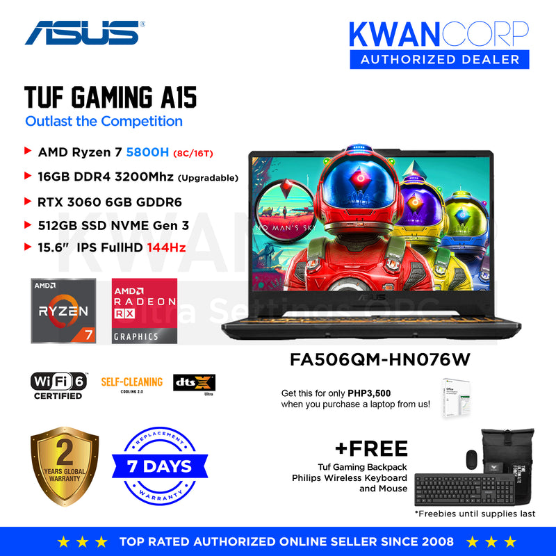 Asus TUF Gaming A15 FA506QM-HN076W AMD Ryzen 7 5800H 16GB RAM RTX3060 6GB 512GB SSD 15.6" IPS FHD Windows 11 Gaming Laptop