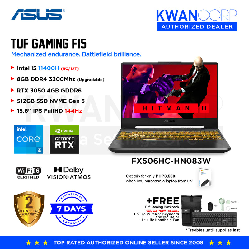 Asus TUF Gaming F15 FX506HC-HN083W Intel i5 - 11400H 8GB RAM RTX3050 4GB 512GB SSD 15.6" IPS FHD Gaming Laptop