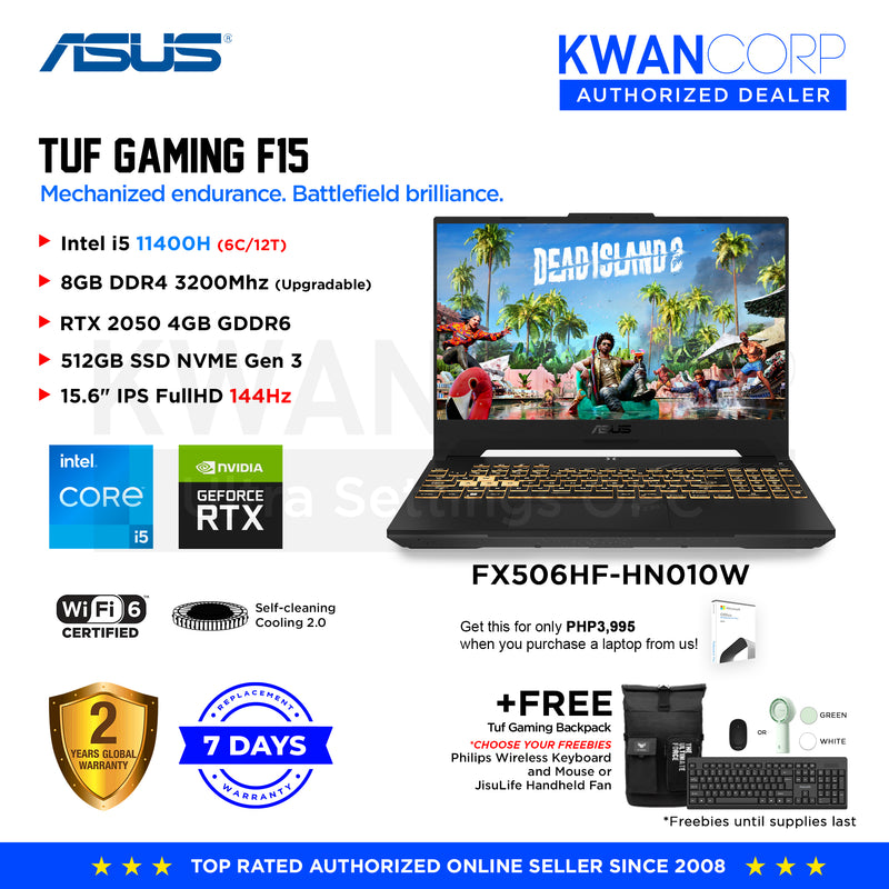 Asus TUF Gaming F15 FX506HF-HN010W Intel i5 - 11400H 8G RAM RTX 2050 4GB 512GB SSD 15.6" IPS FHD 144Hz Windows 11 Gaming Laptop