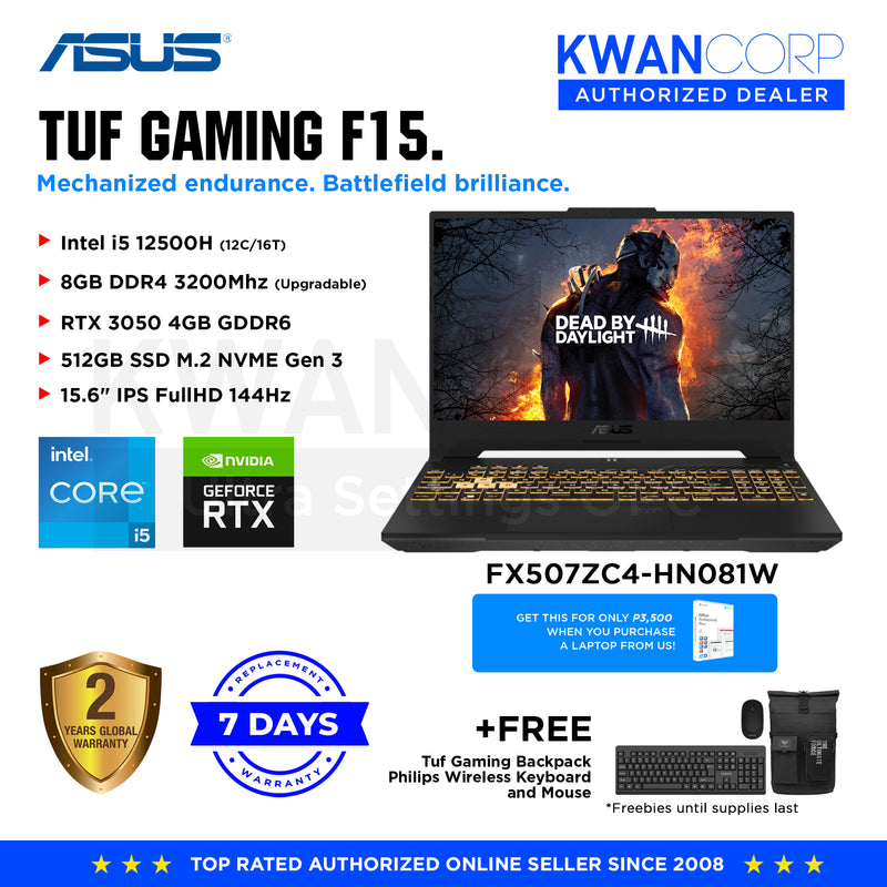 Asus TUF Gaming F15 FX507ZC4-HN081W Intel i5 12500H 8GB RAM RTX 3050 4GB 512GB SSD 15.6" IPS FHD Gaming Laptop