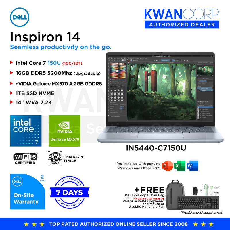 Dell Inspiron 14 IN5440-C7150U Intel Core 7 150U 16GB RAM MX570 A 2GB 1TB SSD 14" WVA 2.2K Windows 11 Mainstream Laptop