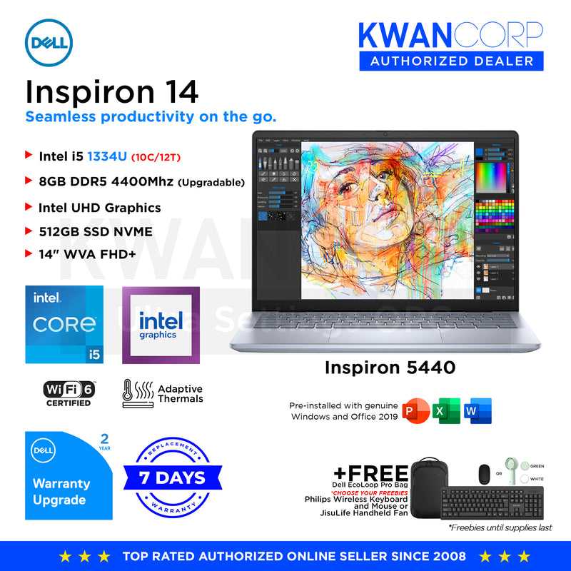 Dell Inspiron 14 Inspiron 5440 Intel i5 1334U 8GB RAM Intel UHD Graphics 512GB SSD 14" WVA FHD+ Windows 11 Premium Laptop