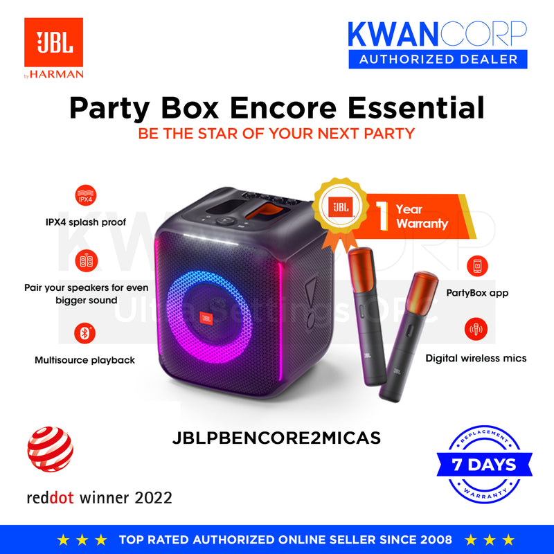 JBL Partybox Encore with 2 wireless mics splashproof portable party speaker