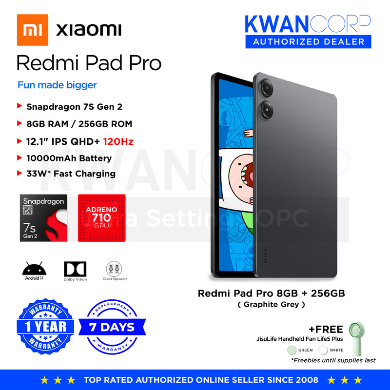 Xiaomi Redmi Pad Pro Gray Snapdragon 7S Gen 2 SM7435-AB 8GB RAM Adreno 710 256GB ROM 12.1" IPS QHD+ 120Hz Android 14 Tablet