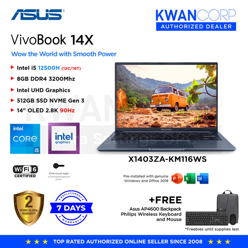 Asus Vivobook 14X X1403ZA-KM116WS Intel i5 12500H 8GB RAM Intel UHD Graphics 512GB SSD 14" OLED 2.8K reso (Copy)